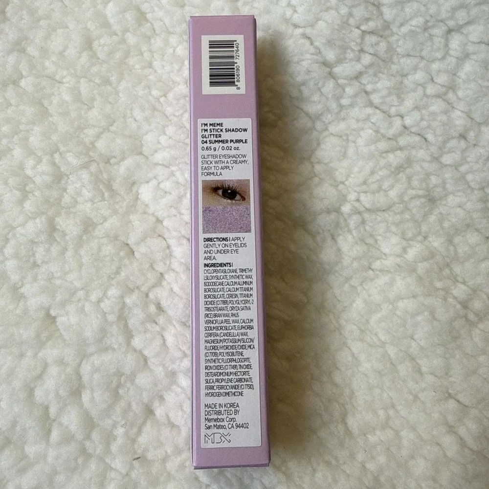 I'M MEME I'm Stick Shadow Glitter Color04‎ Summer Purple Liner/Pencil/Shadow NIB